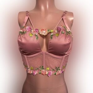 Floral Embroidered Pink Bralette